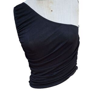 Elodie One Shoulder Rouched Tank Top Sz L